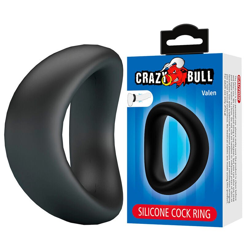 CRAZY BULL - VALEN ANILLO PARA PENE ERGONÓMICO SILICONA NEGRO - OMerotics