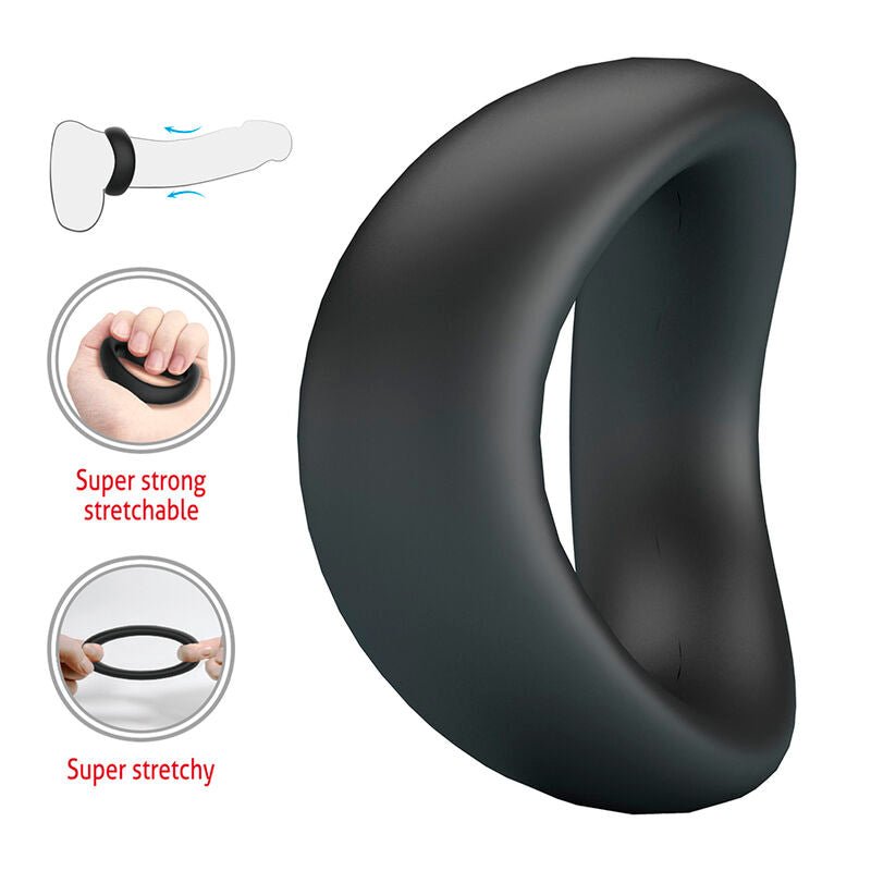 CRAZY BULL - VALEN ANILLO PARA PENE ERGONÓMICO SILICONA NEGRO - OMerotics