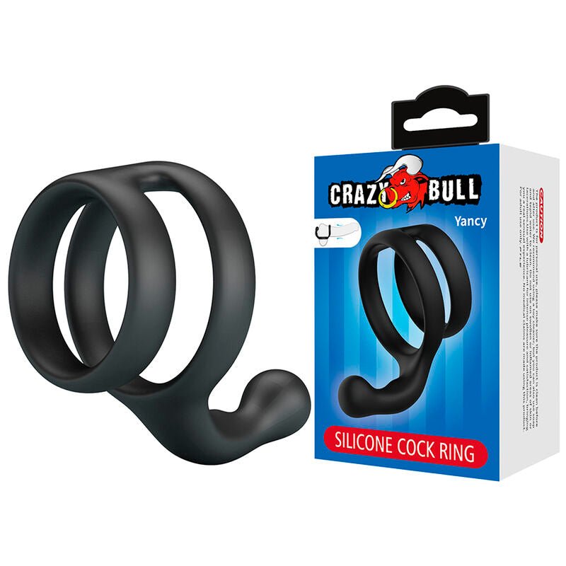 CRAZY BULL - YANCY ANILLO DOBLE PARA PENE Y TESTÍCULOS SILICONA NEGRO - OMerotics