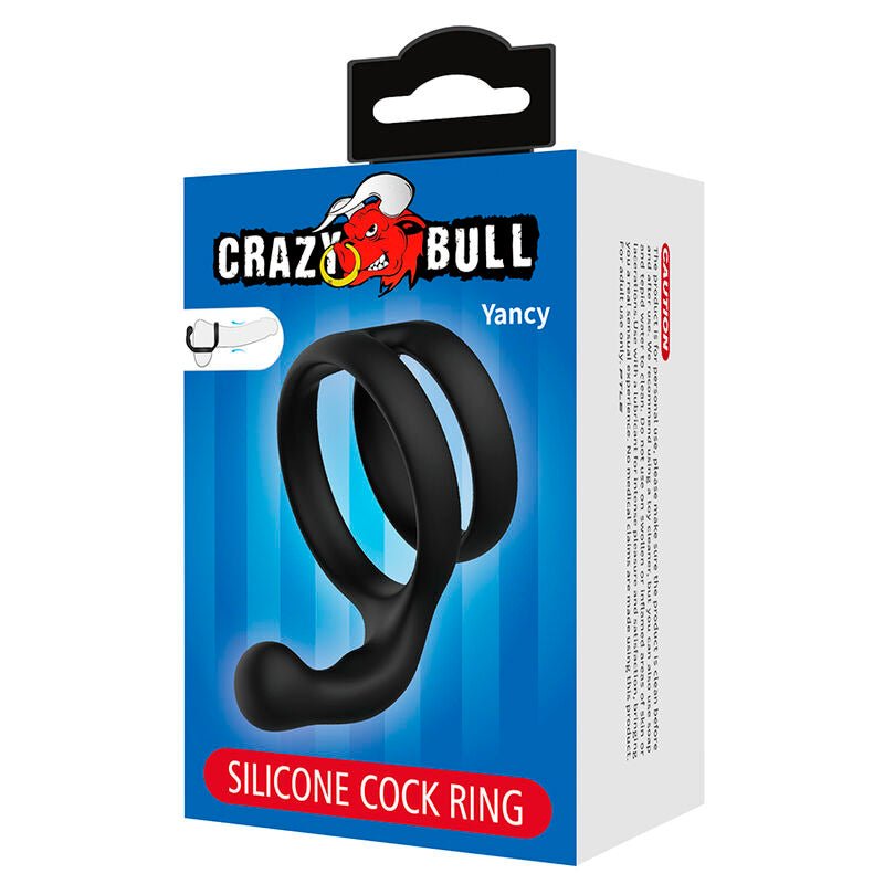 CRAZY BULL - YANCY ANILLO DOBLE PARA PENE Y TESTÍCULOS SILICONA NEGRO - OMerotics