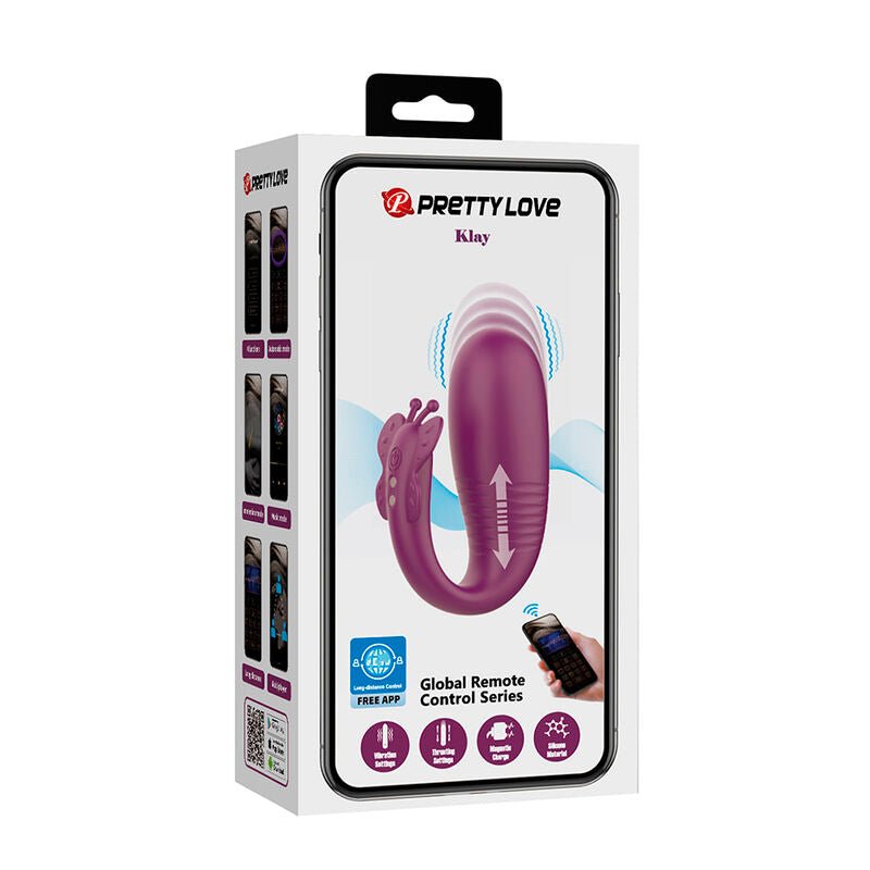 PRETTY LOVE - KLAY VIBRADOR HUEVO CON EMPUJE APP CONTROL MORADO - OMerotics