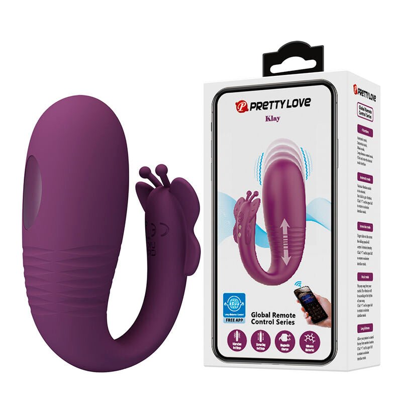 PRETTY LOVE - KLAY VIBRADOR HUEVO CON EMPUJE APP CONTROL MORADO - OMerotics