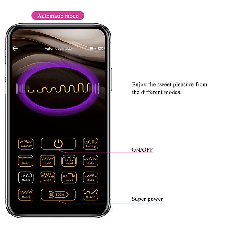 PRETTY LOVE - KLAY VIBRADOR HUEVO CON EMPUJE APP CONTROL MORADO - OMerotics