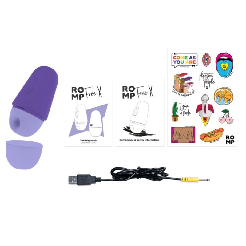 ROMP - FREE X ESTIMULADOR DE CLÍTORIS CON TAPA 10 NIVELES RECARGABLE MORADO - OMerotics