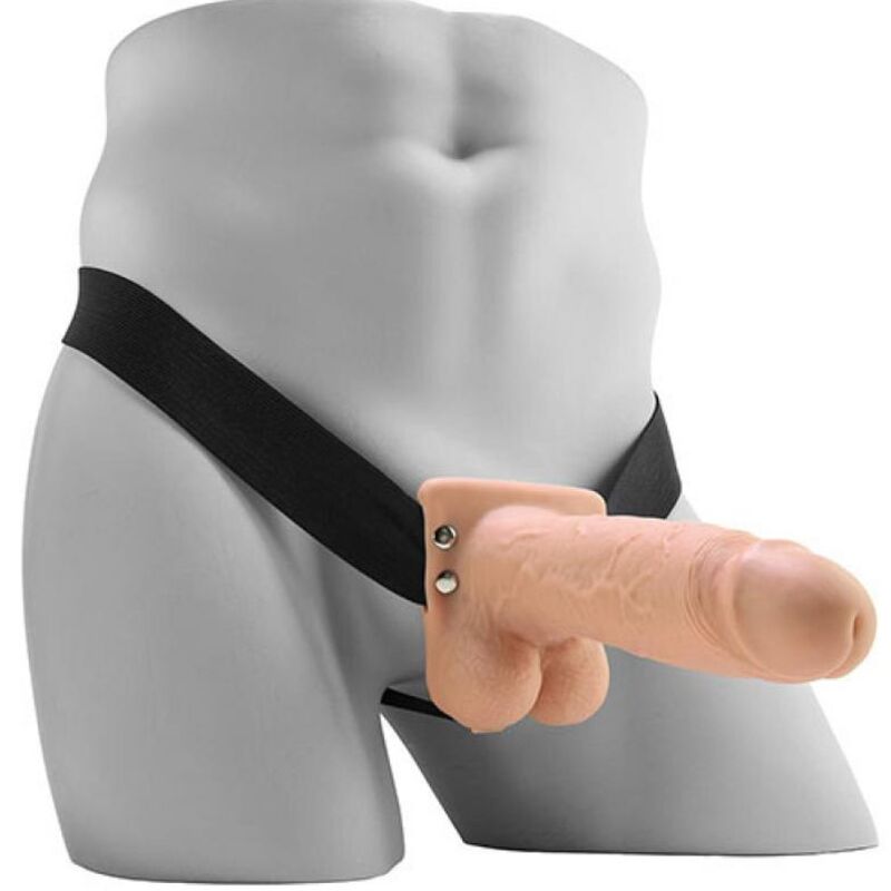 FETISH FANTASY SERIES - STRAP ON HUECO REALISTA VIBRADOR CON TESTÍCULOS 17,8 CM - OMerotics