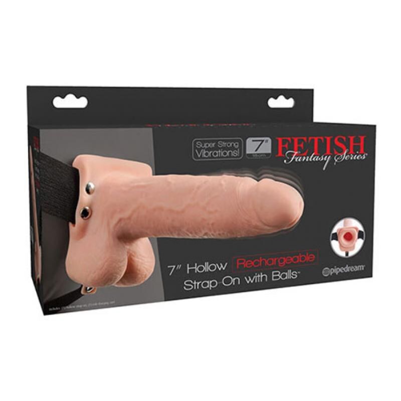 FETISH FANTASY SERIES - STRAP ON HUECO REALISTA VIBRADOR CON TESTÍCULOS 17,8 CM - OMerotics