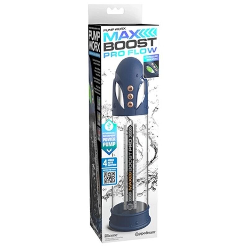 PUMP WORX - BOMBA DE VACÍO MAX BOOST PRO FLOW AZUL 30.6 CM - OMerotics