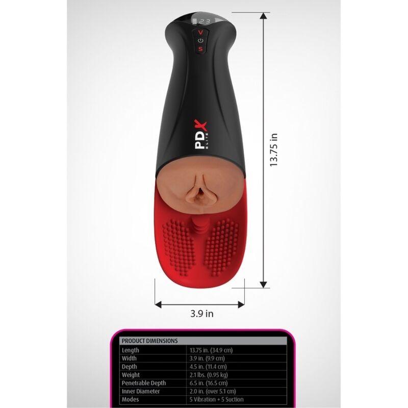 PDX ELITE - MASTURBADOR AUTOMÁTICO FAP-O-MATIC PRO XL VIBRADOR MARRÓN 34.9 CM - OMerotics