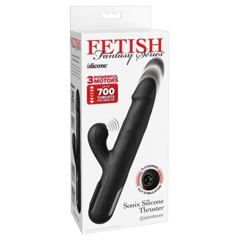 FETISH FANTASY SERIES - VIBRADOR RABBIT SONIX SILICONE THRUSTER NEGRO - OMerotics