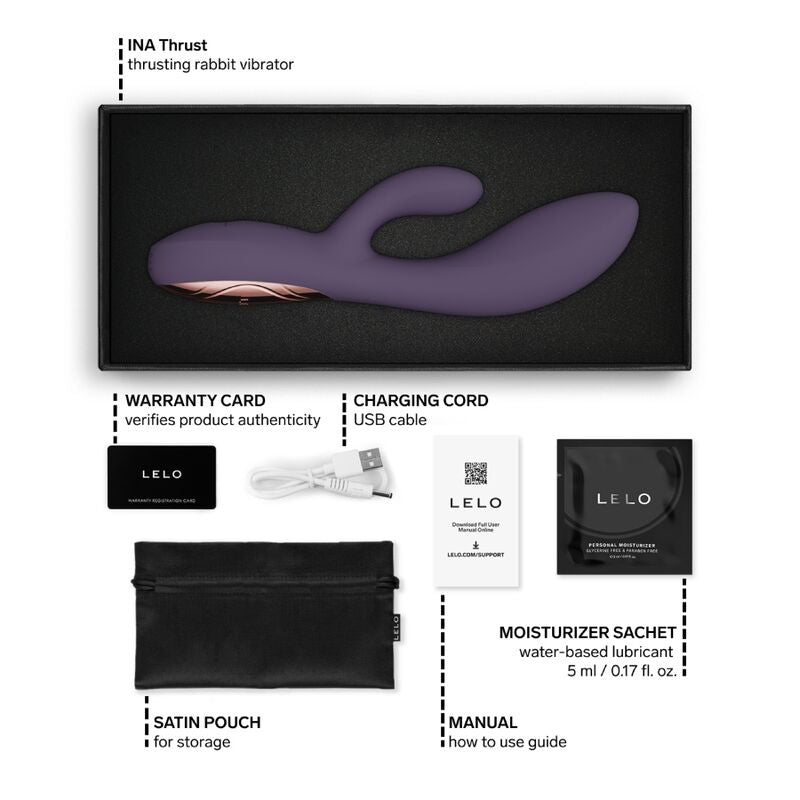 LELO - INA THRUST VIBRADOR RABBIT CON EMPUJE MORADO - OMerotics