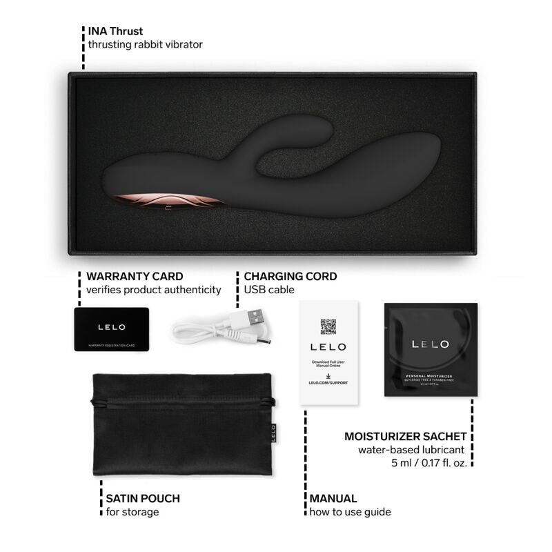LELO - INA THRUST VIBRADOR RABBIT CON EMPUJE NEGRO - OMerotics