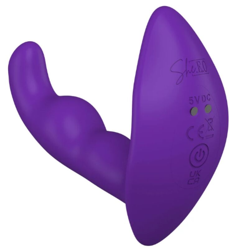 SHE.E.O - ESTIMULADOR ANAL VIBRADOR ROTATIVO CON CONTROL REMOTO MORADO - OMerotics
