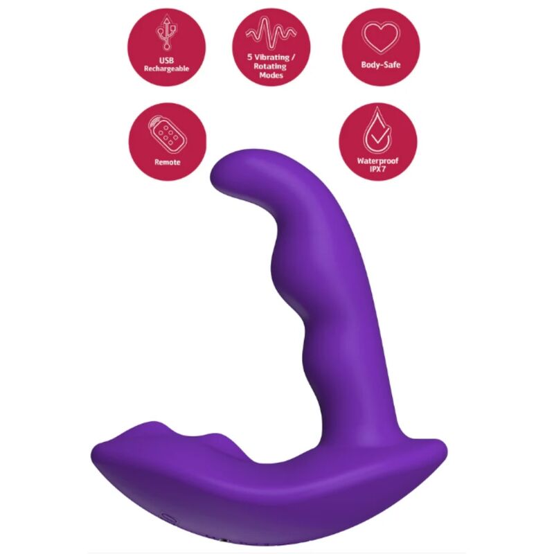 SHE.E.O - ESTIMULADOR ANAL VIBRADOR ROTATIVO CON CONTROL REMOTO MORADO - OMerotics