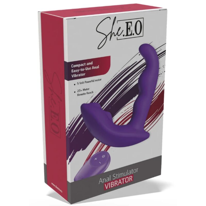 SHE.E.O - ESTIMULADOR ANAL VIBRADOR ROTATIVO CON CONTROL REMOTO MORADO - OMerotics