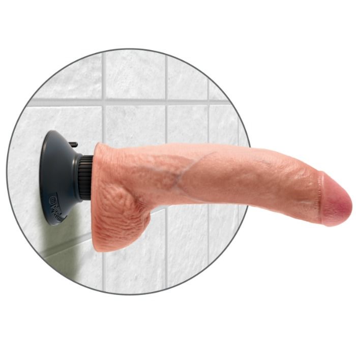 KING COCK - DILDO VIBRADOR CON TESTICULOS 23 CM NATURAL - OMerotics