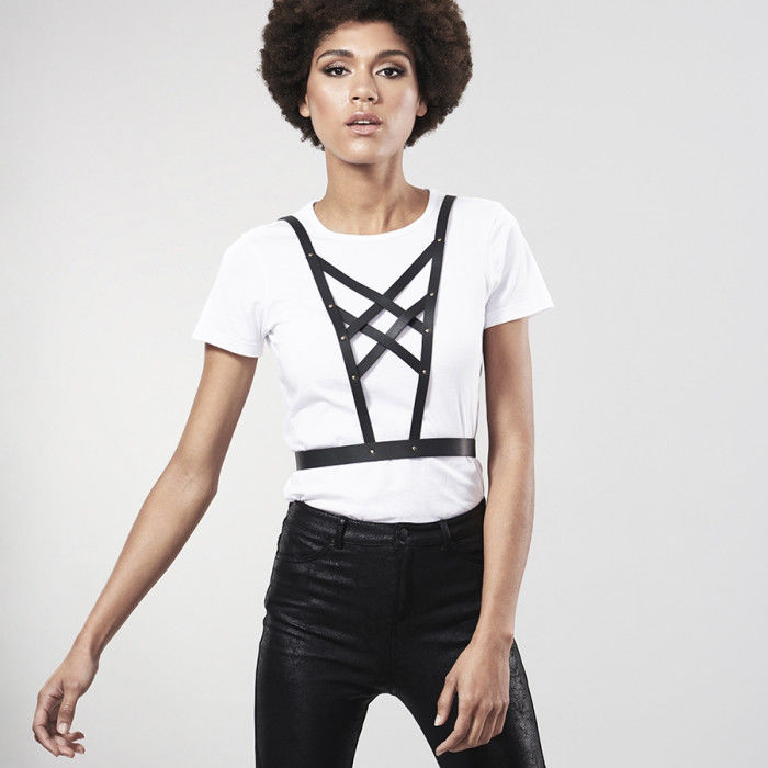 BIJOUX - INDISCRETS MAZE CROSS-OVER-HARNESS MIT AUSSCHNITT SCHWARZ