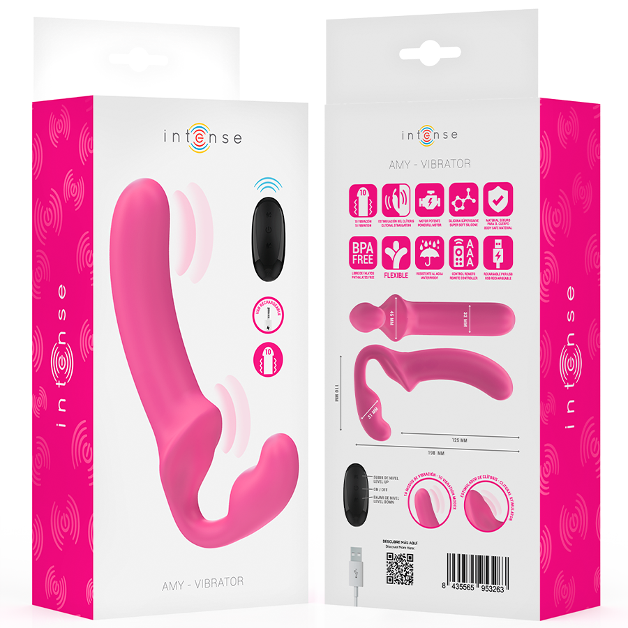 Intense - amy vibrador doble 20 cm rosa control remoto