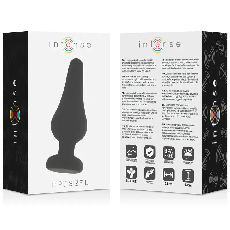 Intense - anal plug pipo l silicone negro 13 cm
