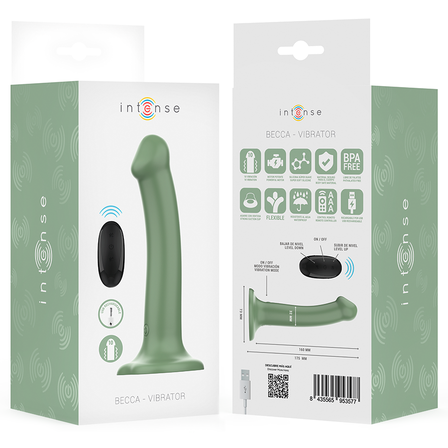 Intense - becca vibrador con ventosa 10 vibraciones verde