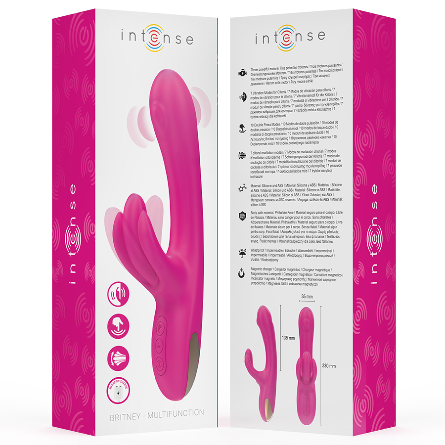 Intense - britney vibrador multifunción rabbit 23 cm rosa