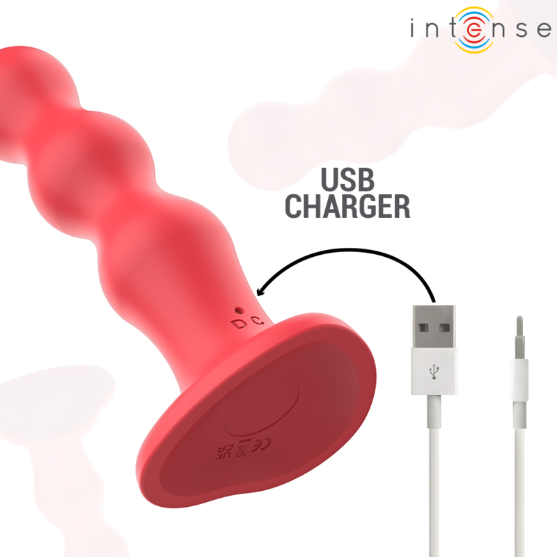 Intense - cody vibrador con ventosa rojo control remoto