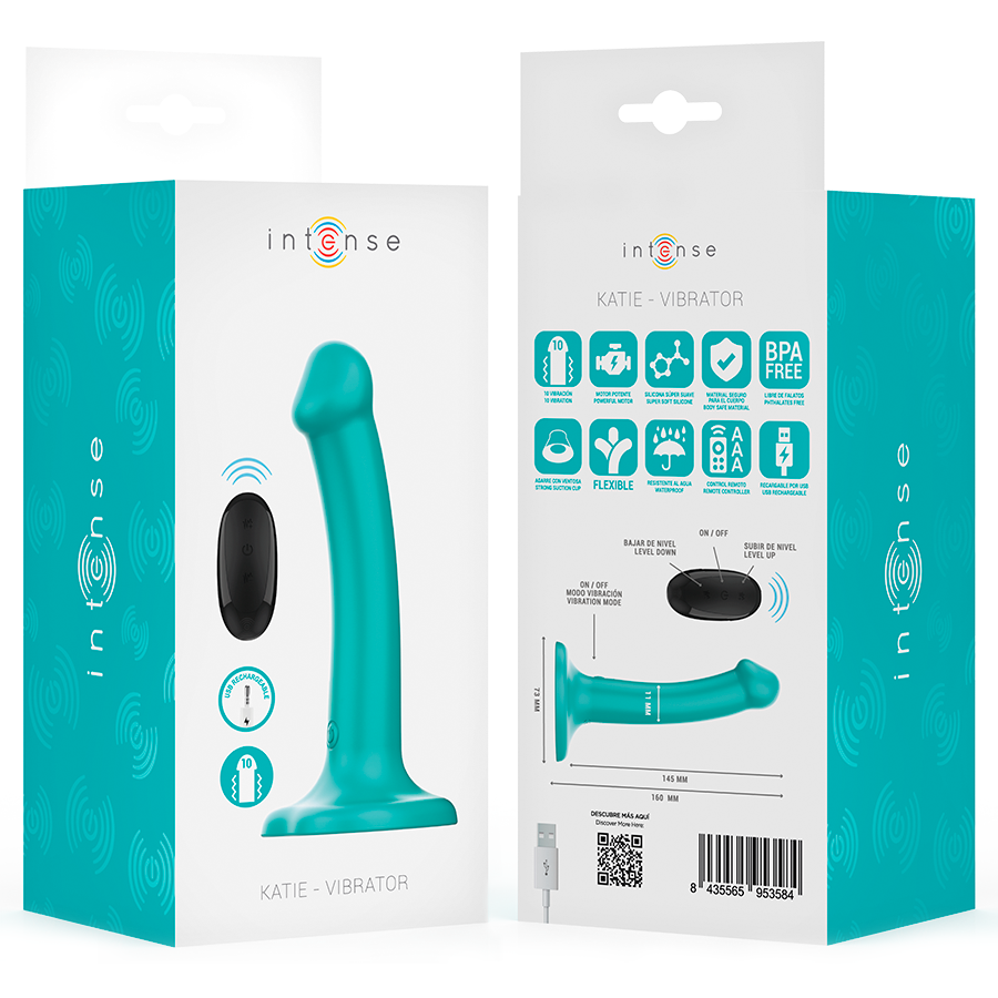 Intense - katie vibrador con ventosa 10 vibraciones azul
