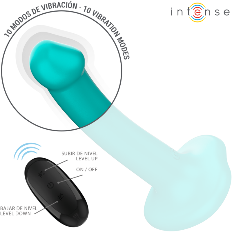 Intense - katie vibrador con ventosa 10 vibraciones azul