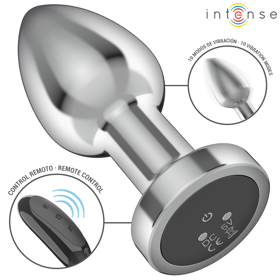Intense - plug anal 10 vibraciones metal con control remoto