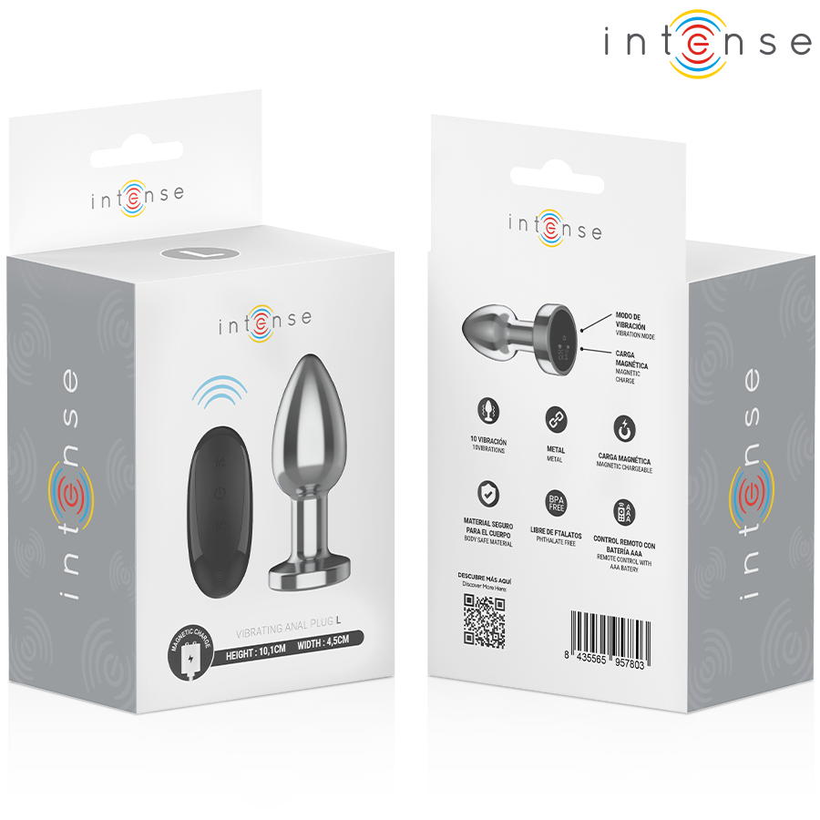 Intense - plug anal 10 vibraciones metal con control remoto