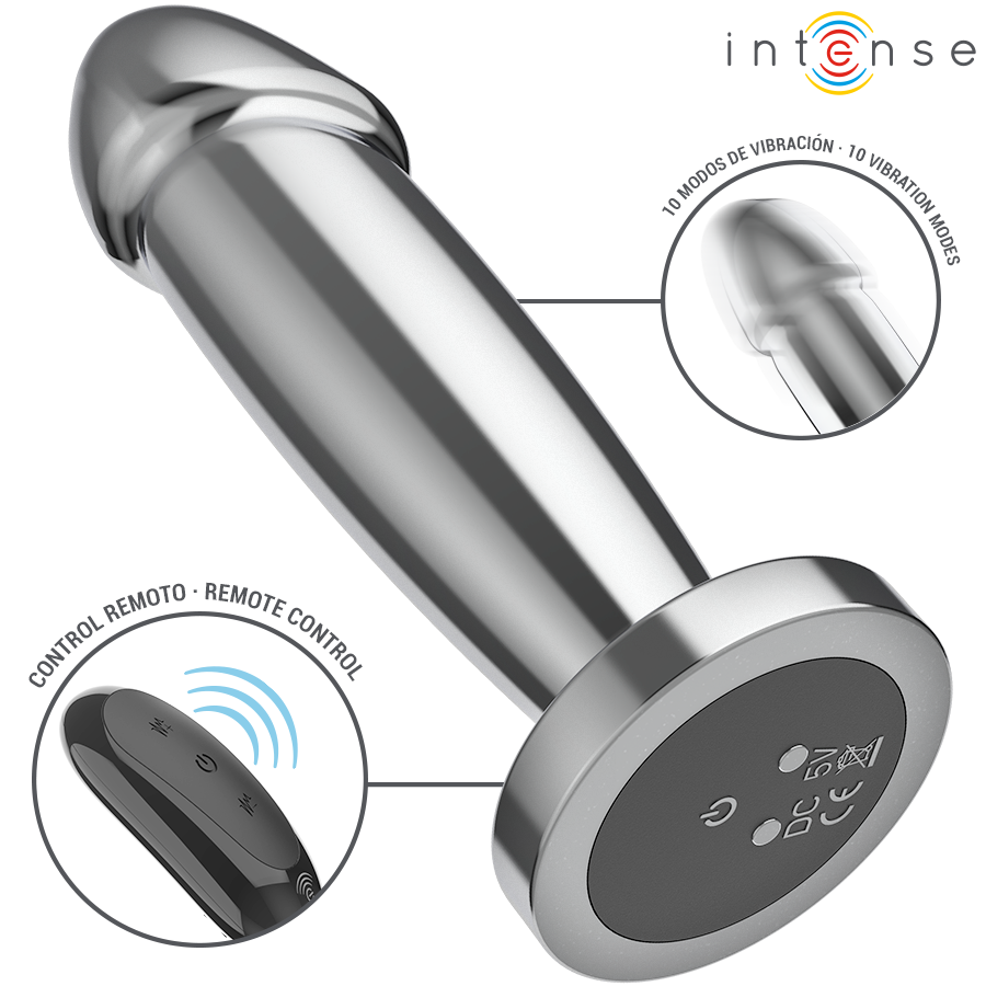 Intense - plug anal 10 vibraciones metal en forma de dildo