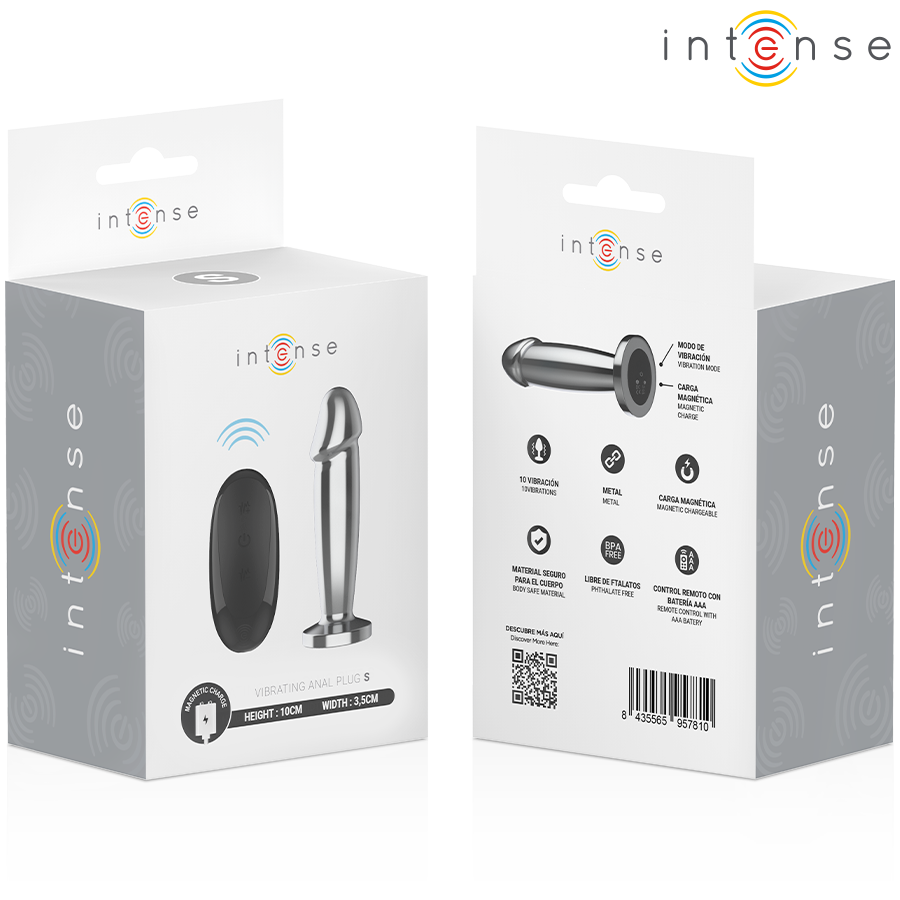 Intense - plug anal 10 vibraciones metal en forma de dildo
