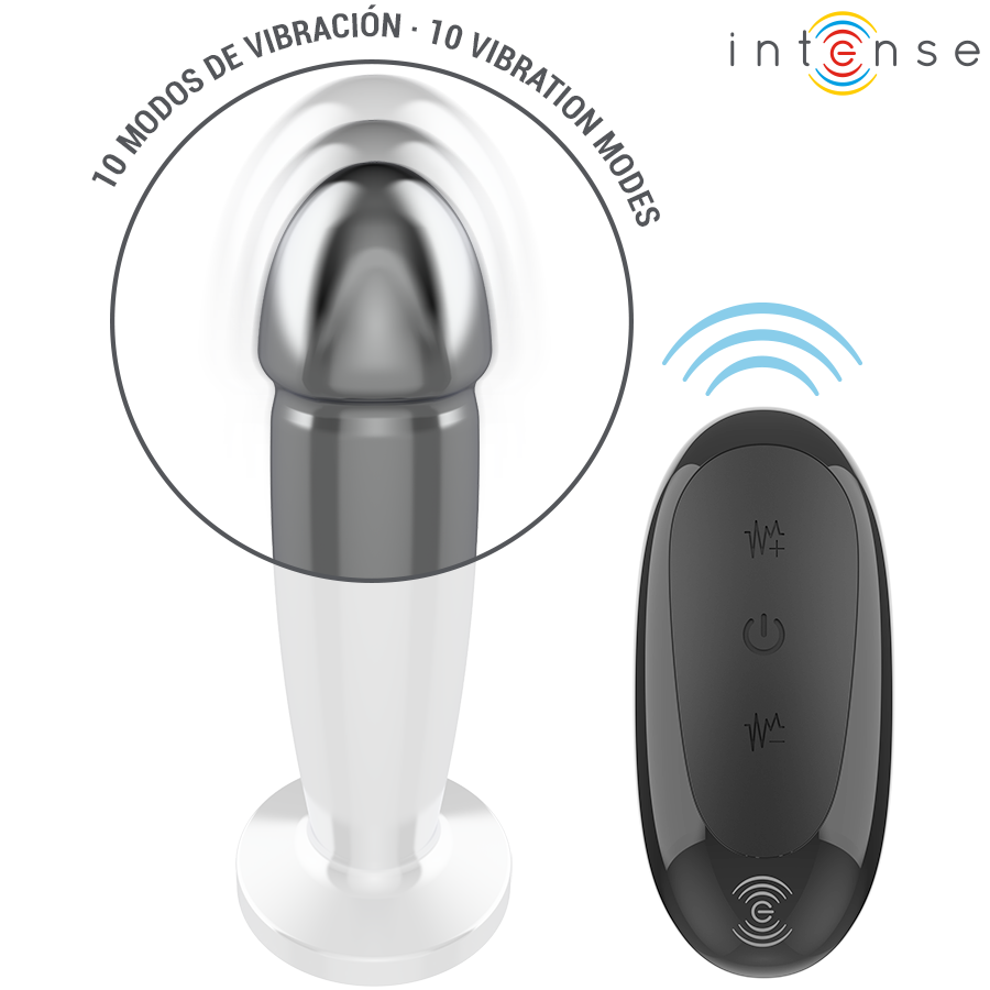 Intense - plug anal 10 vibraciones metal en forma de dildo