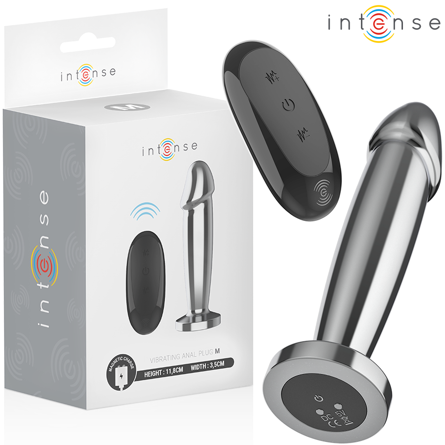 Intense - plug anal 10 vibraciones metal en forma de dildo