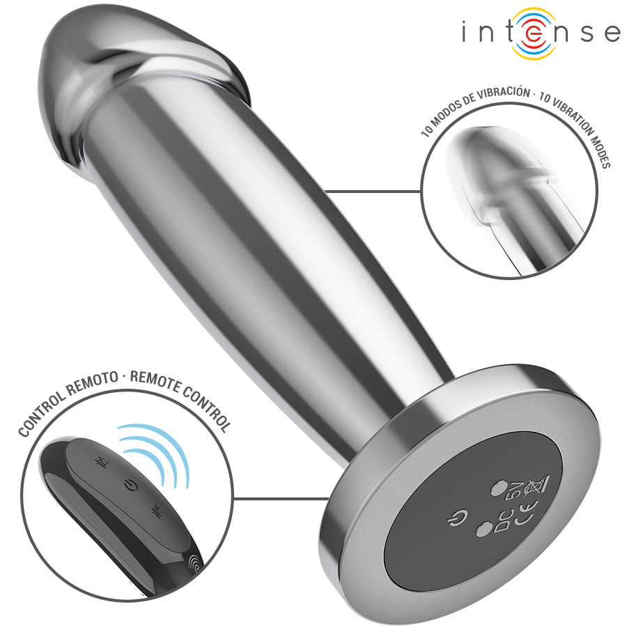Intense - plug anal 10 vibraciones metal en forma de dildo