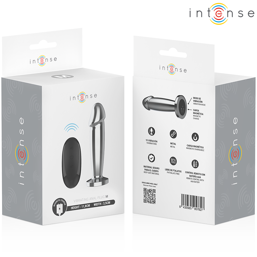 Intense - plug anal 10 vibraciones metal en forma de dildo