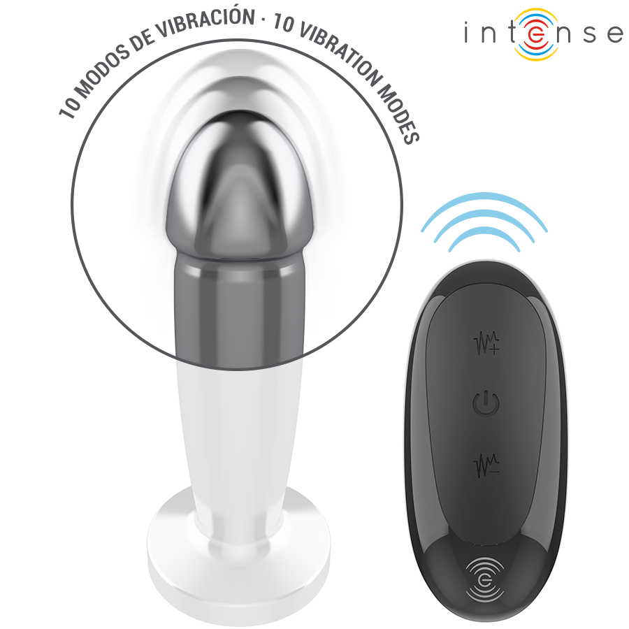 Intense - plug anal 10 vibraciones metal en forma de dildo