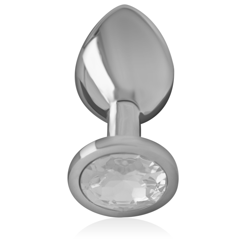 Intense - plug anal metal aluminio con cristal plata talla l