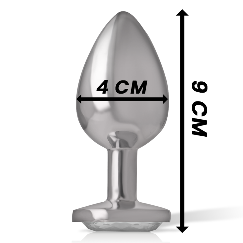 Intense - plug anal metal aluminio con cristal plata talla l
