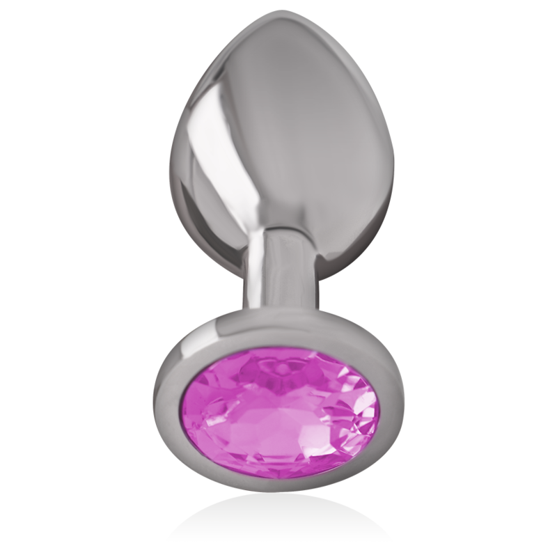 Intense - plug anal metal aluminio con cristal rosa talla l