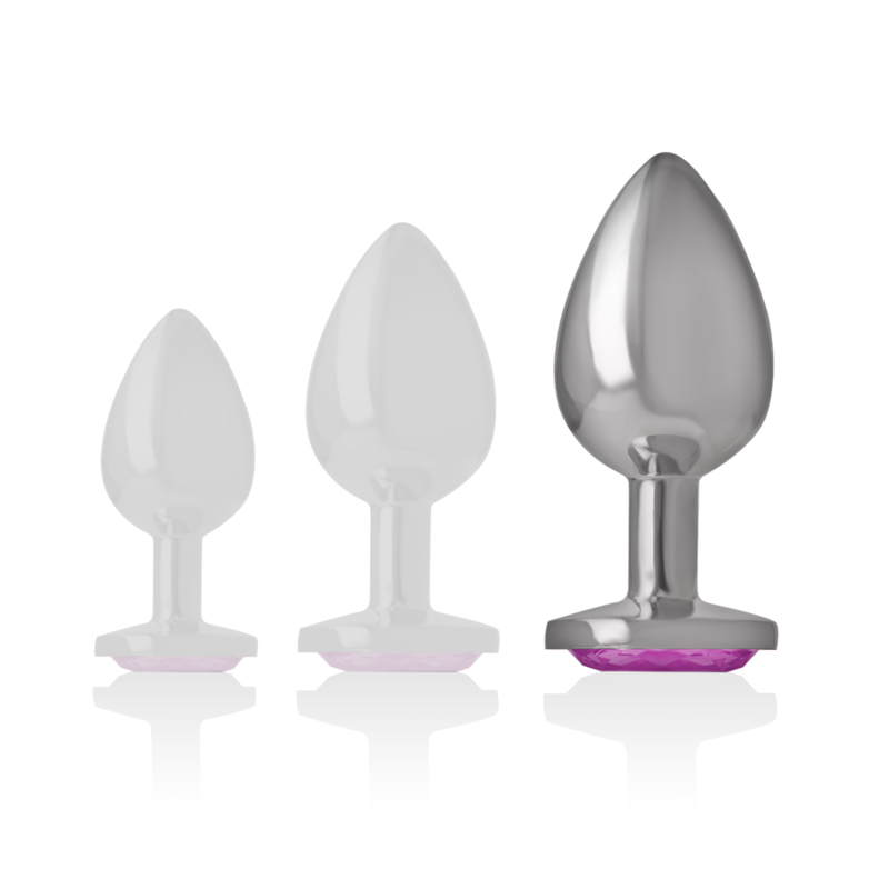 Intense - plug anal metal aluminio con cristal rosa talla l