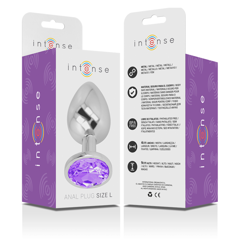 Intense - plug anal metal aluminio con cristal violeta
