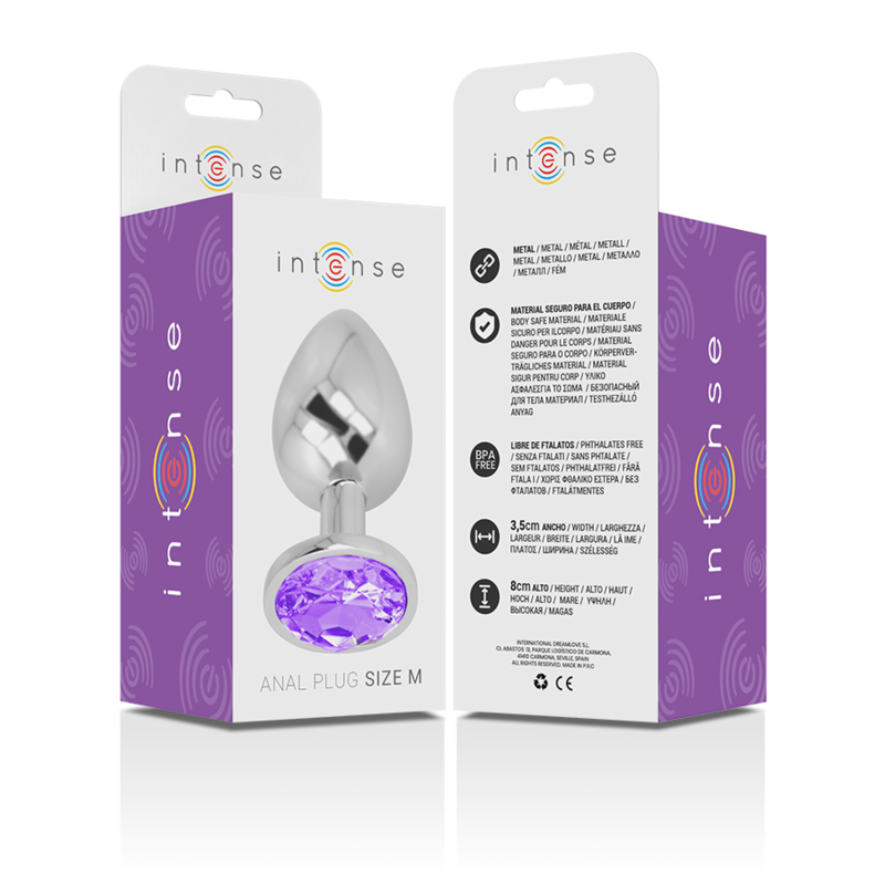 Intense - plug anal metal aluminio con cristal violeta