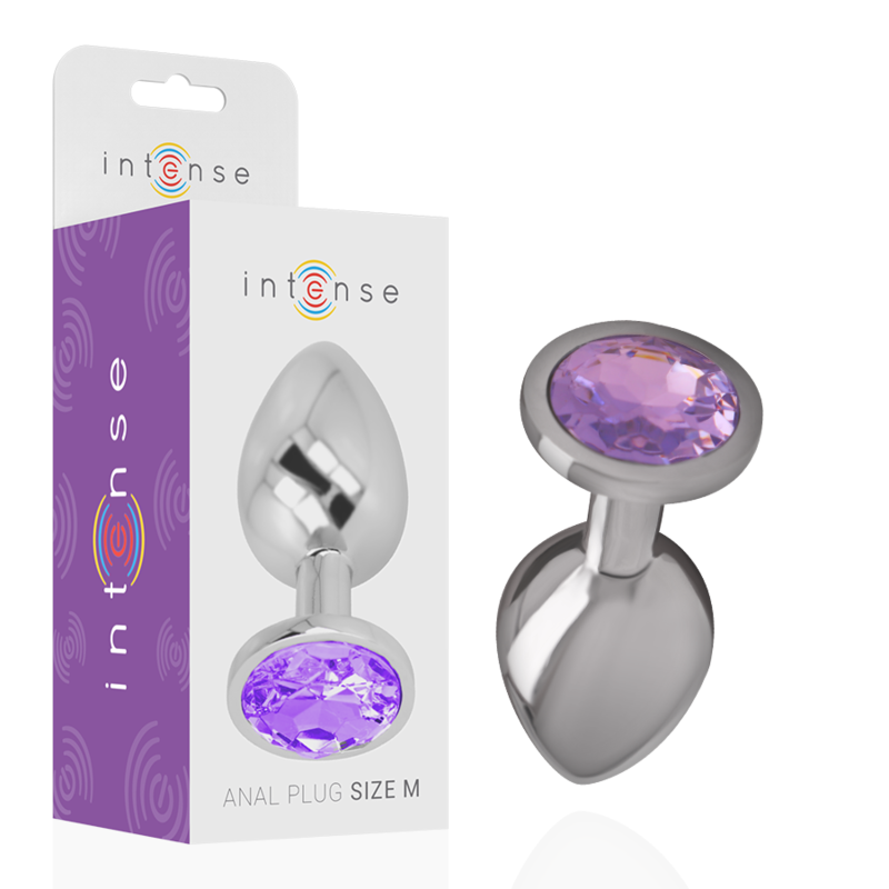Intense - plug anal metal aluminio con cristal violeta