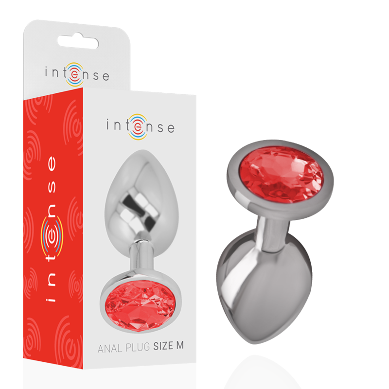 Intense - plug anal metal con cristal rojo talla m