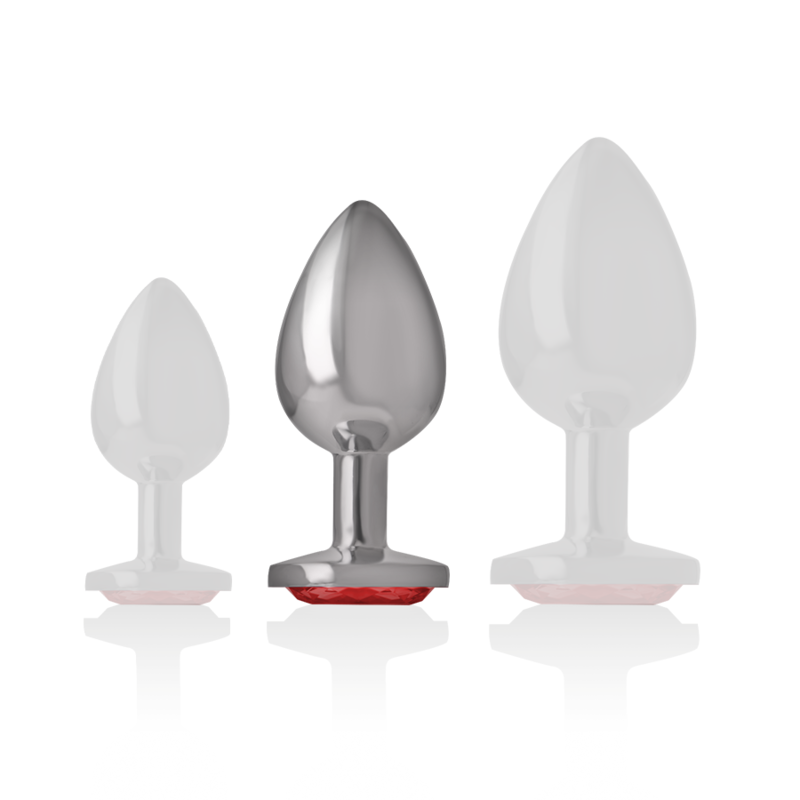 Intense - plug anal metal con cristal rojo talla m
