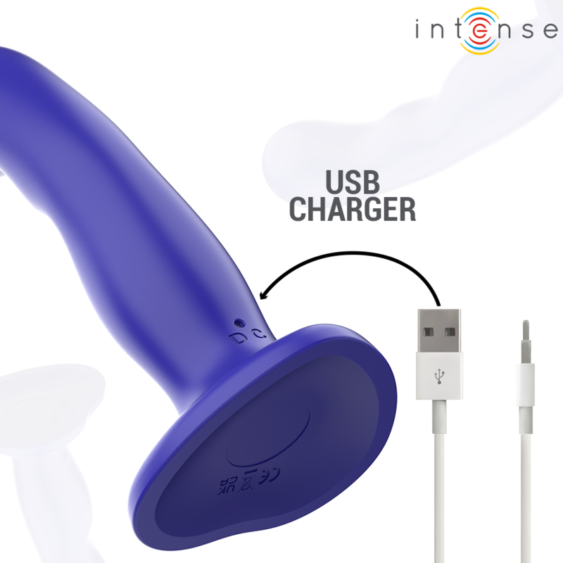 Intense - shorty vibrador con ventosa azul control remoto