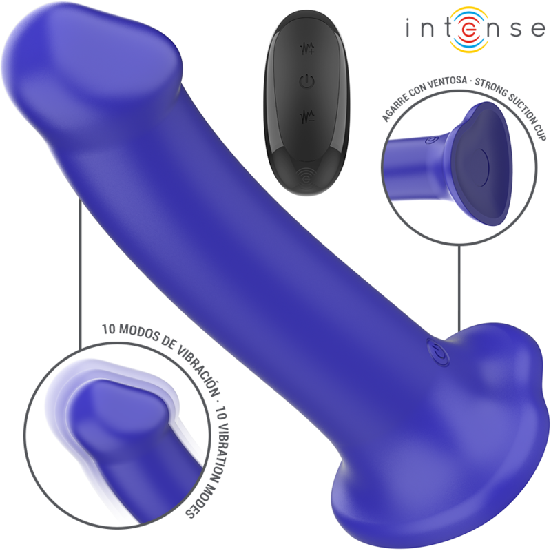 Intense - victoria vibrador con ventosa 10 vibraciones azul