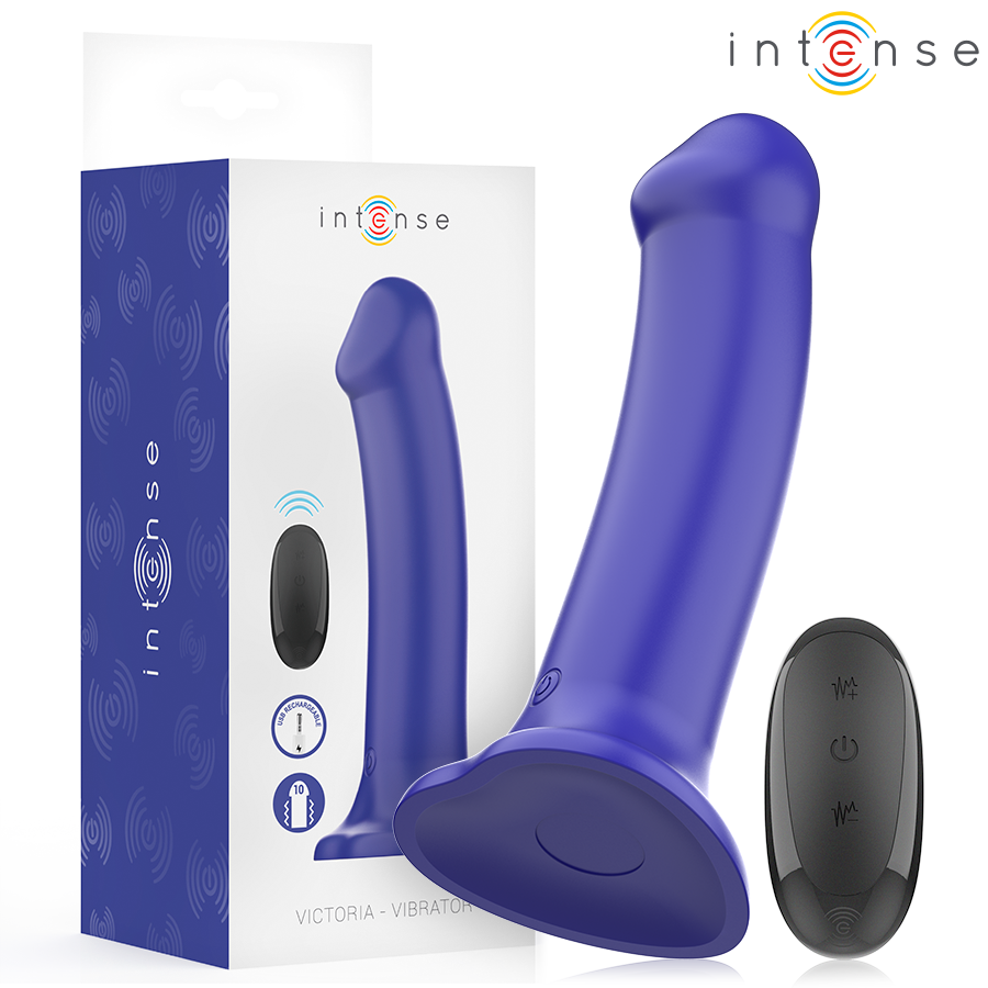 Intense - victoria vibrador con ventosa 10 vibraciones azul