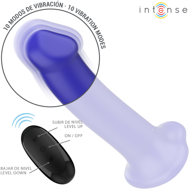 Intense - victoria vibrador con ventosa 10 vibraciones azul