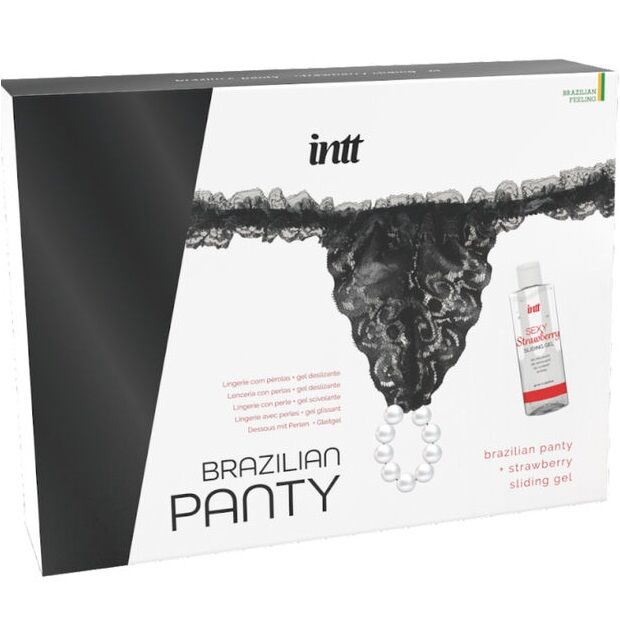 Intt releases - panty brasileña negra con perlas y gel